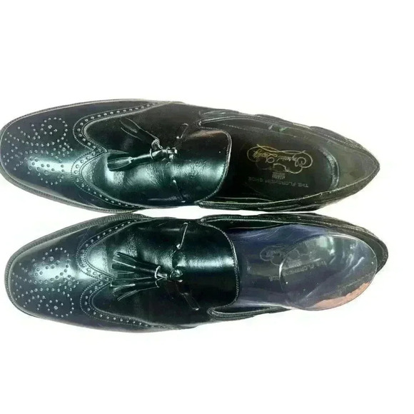 Vintage Florsheim Mens Oxford 9 The Royal Imperial Black Wing Tip Dress Shoes main image 8